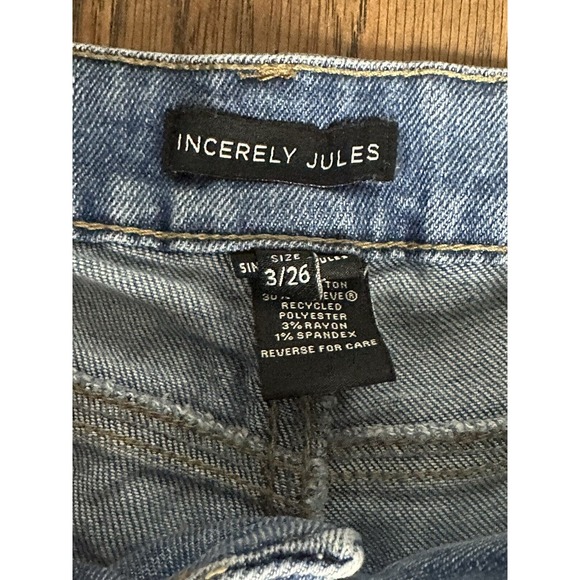 Sincerely Jules Jeans Women Juniors 3 26 Split Hem Blue Denim Pants Distressed - Picture 6 of 9